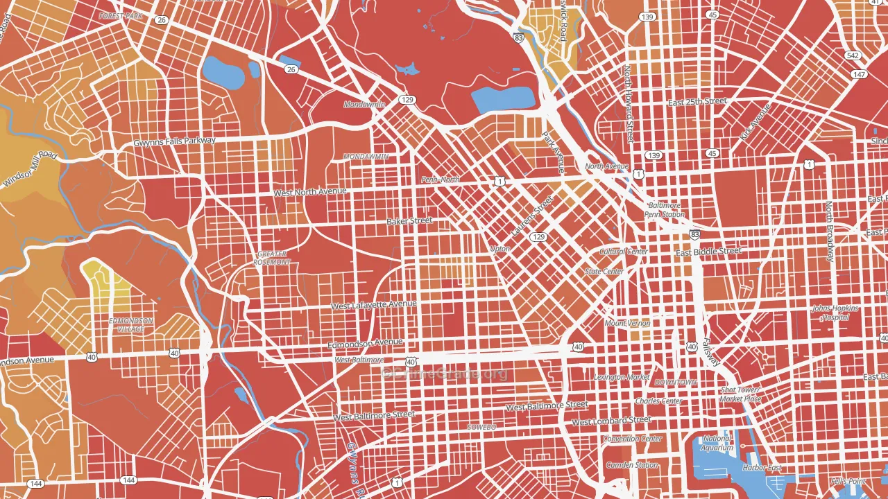 Sandtown-Winchester, Baltimore, MD Map of Robbery Rates