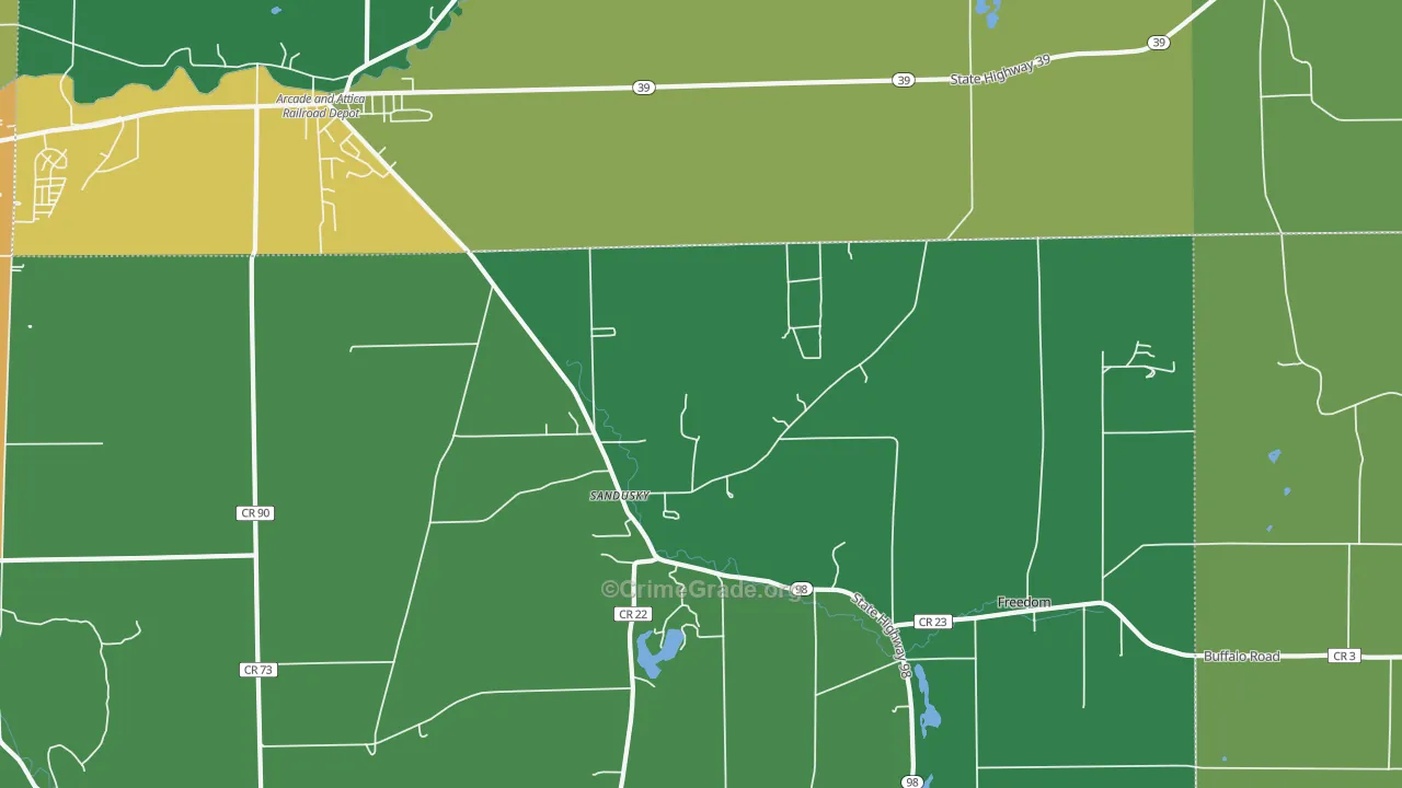 Sandusky, NY Map of Robbery Rates