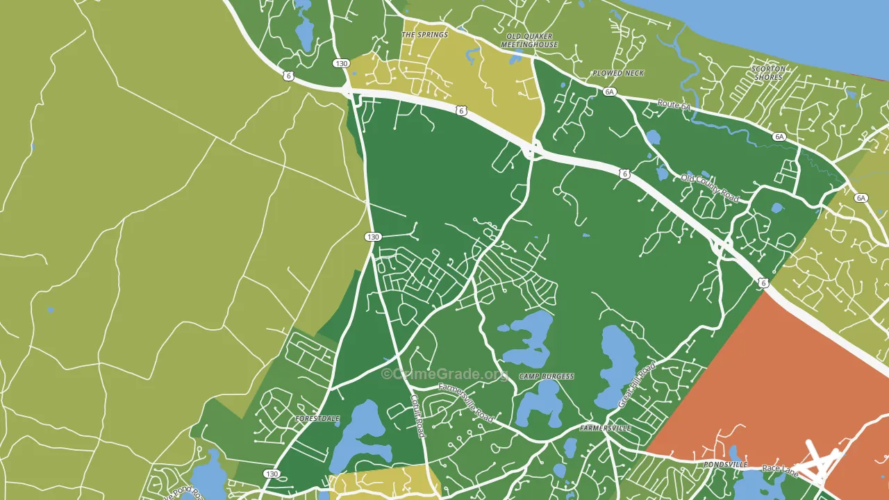 Sandwich, MA Map of Robbery Rates
