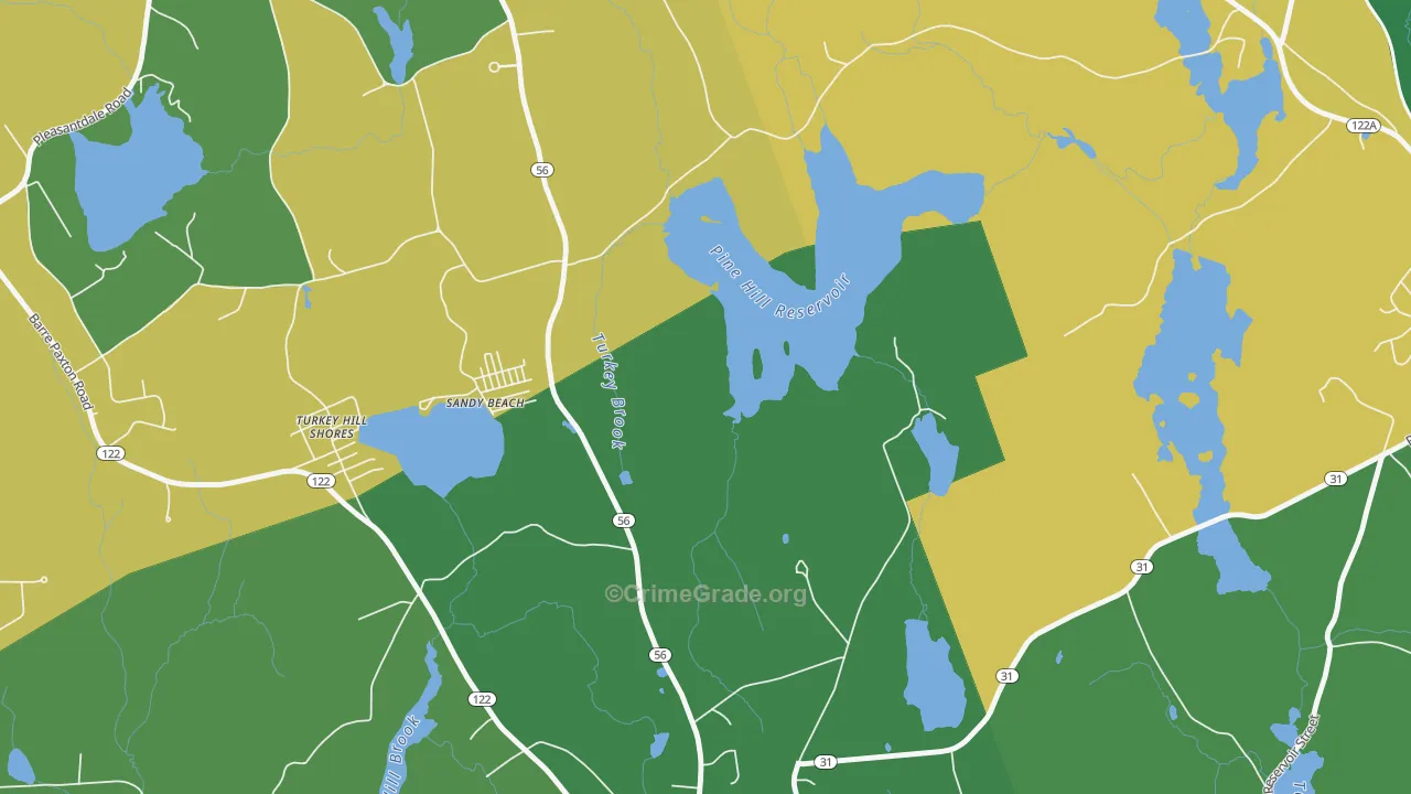 Sandy Beach, MA Map of Robbery Rates