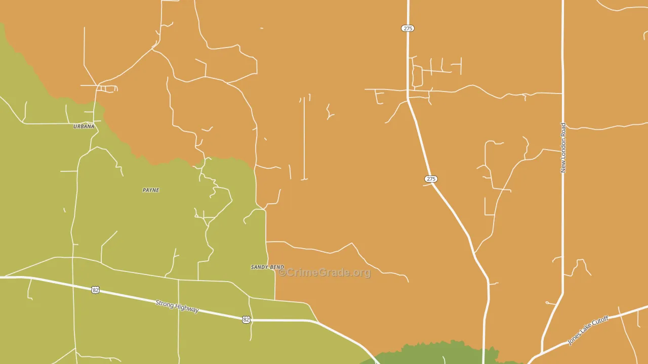Sandy Bend, AR Map of Robbery Rates