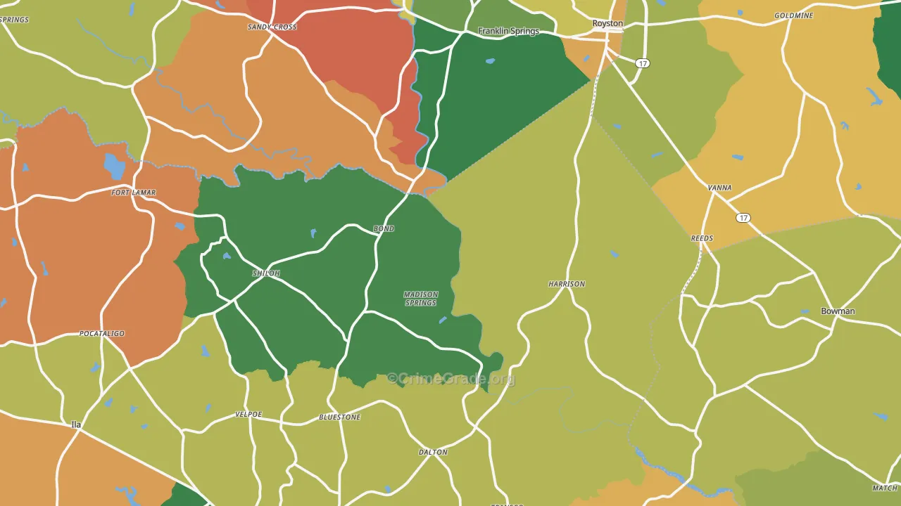 Sandy Cross, GA Map of Robbery Rates