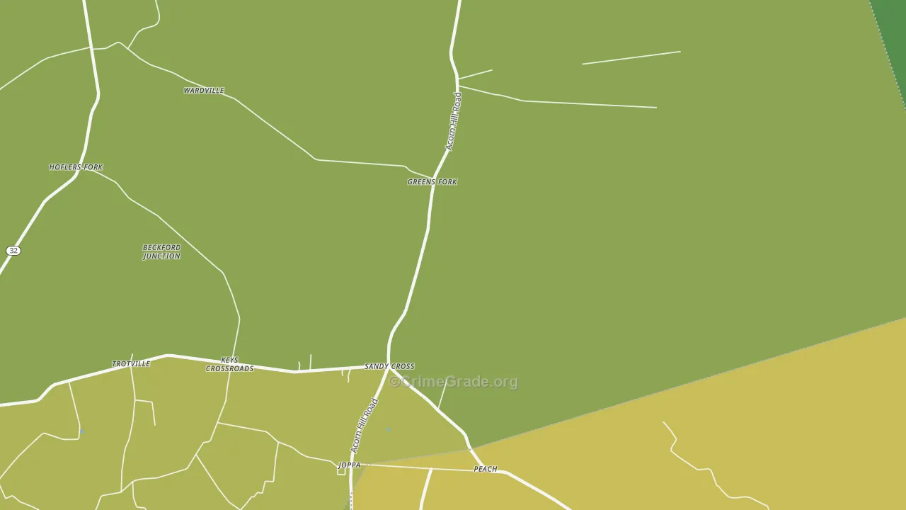Sandy Cross, NC Map of Robbery Rates
