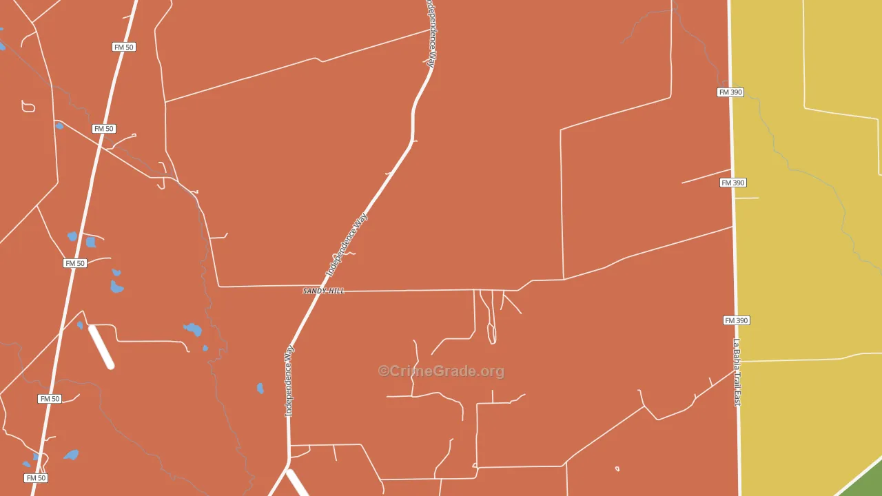 Sandy Hill, TX Map of Robbery Rates
