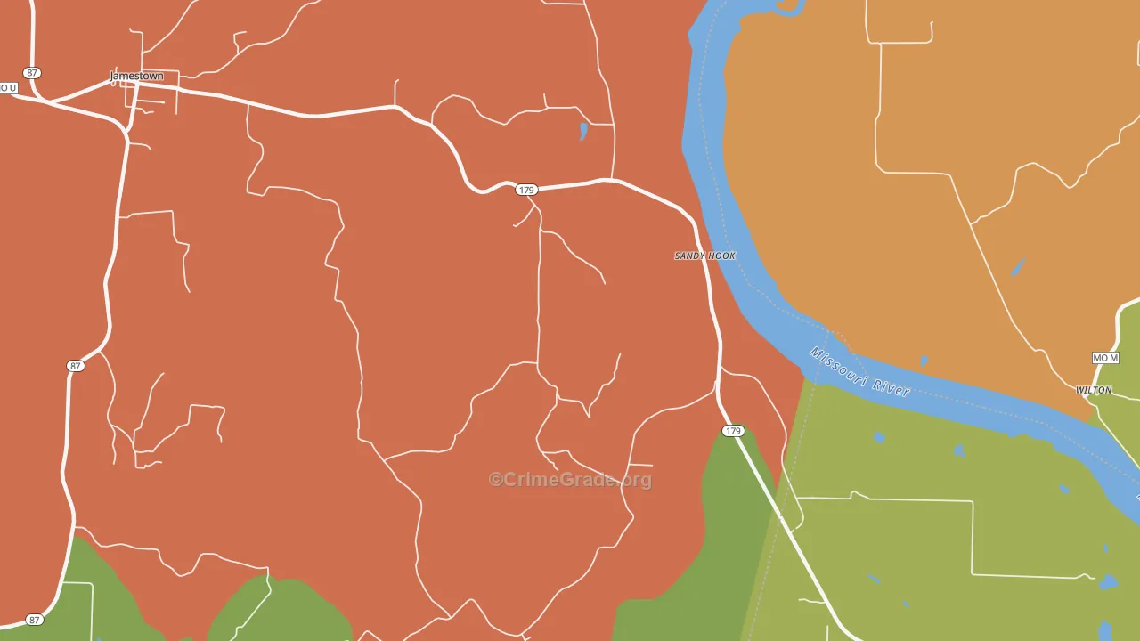 Sandy Hook, MO Map of Robbery Rates