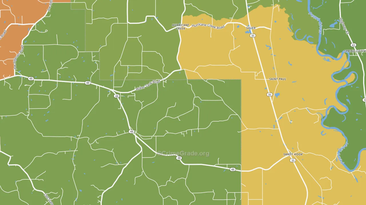 Sandy Hook, MS Map of Robbery Rates
