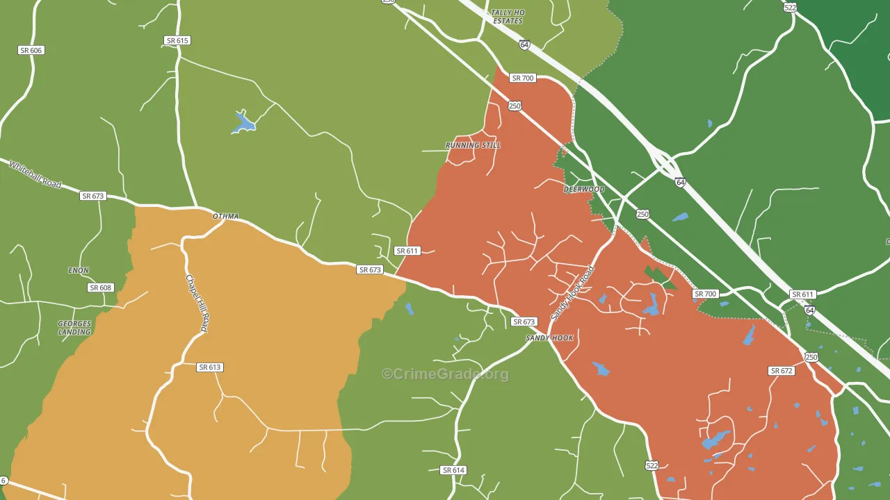 Sandy Hook, VA Map of Robbery Rates