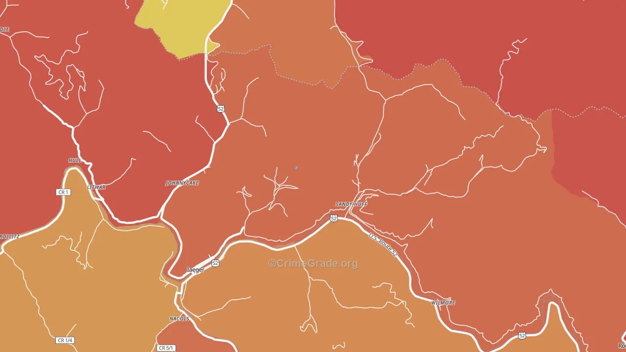 Sandy Huff, WV Map of Robbery Rates
