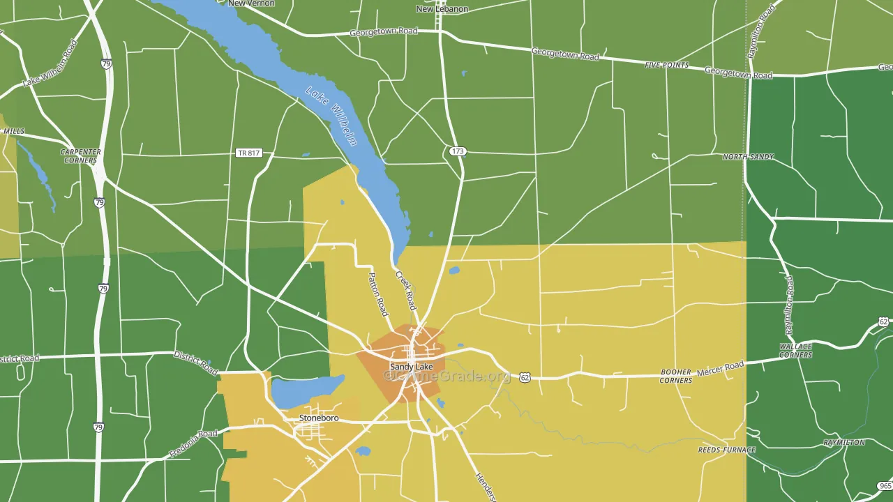 Sandy Lake, PA Map of Robbery Rates