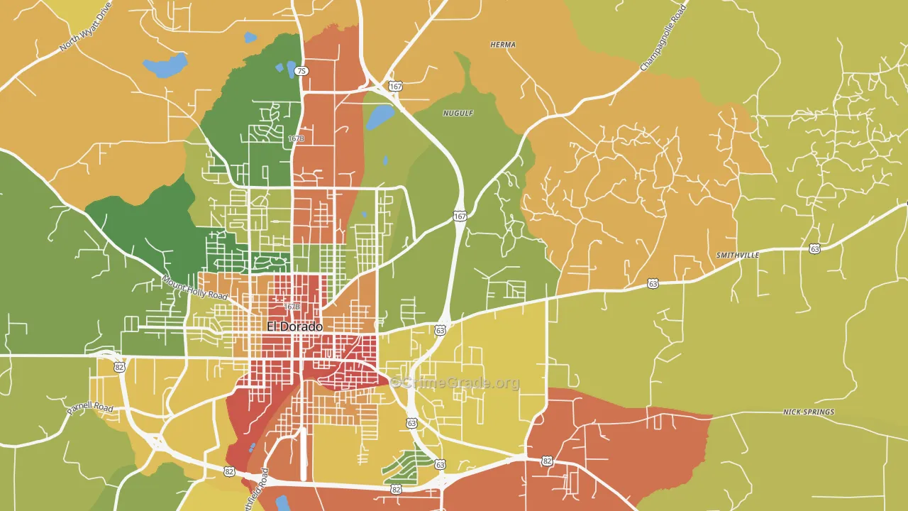 Sandy Land, AR Map of Robbery Rates