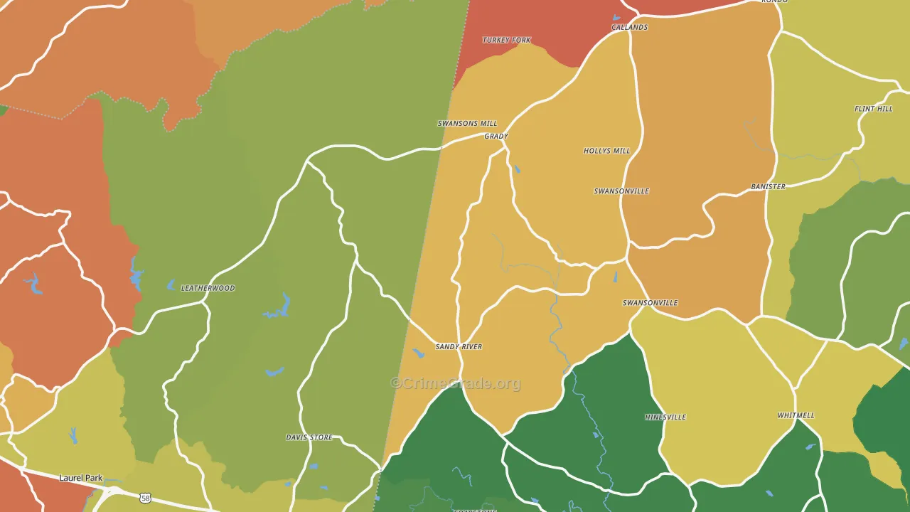 Sandy Level, VA Map of Robbery Rates