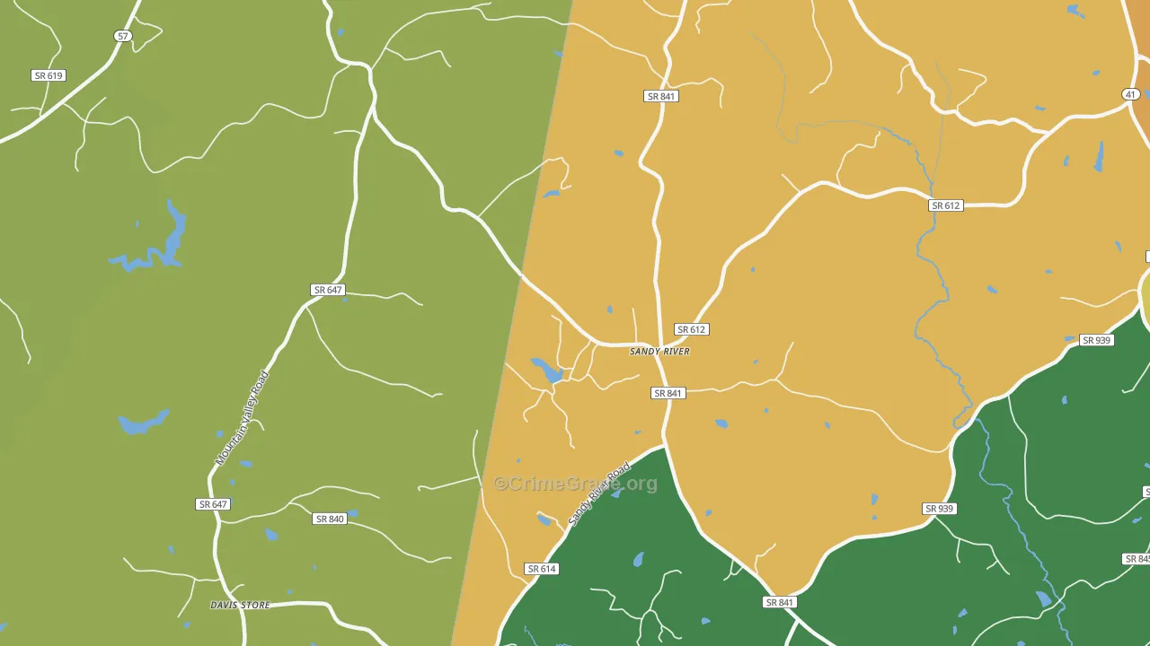 Sandy River, VA Map of Robbery Rates