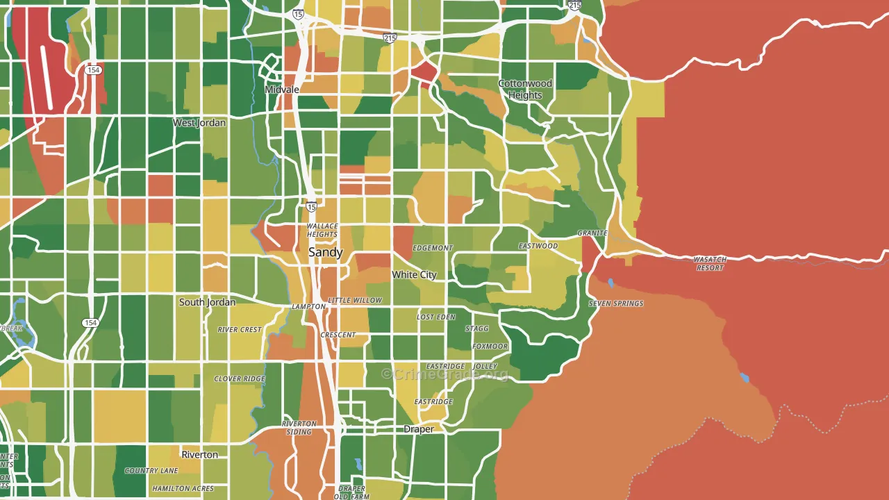 Sandy, UT Map of Robbery Rates