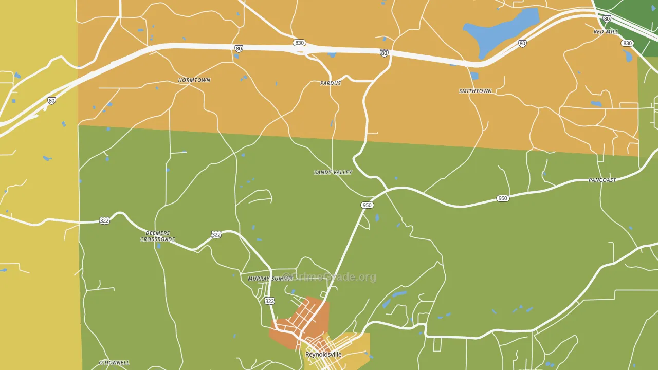 Sandy Valley, PA Map of Robbery Rates