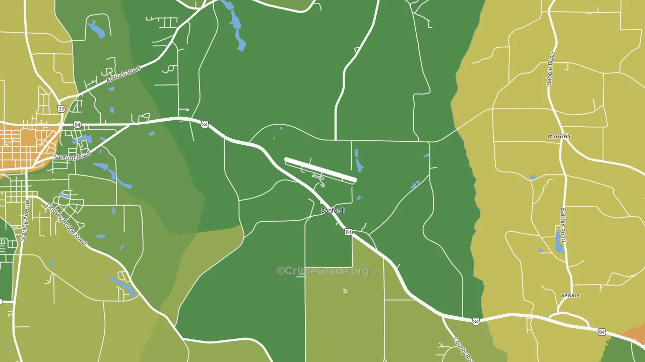 Sanford, AL Map of Robbery Rates