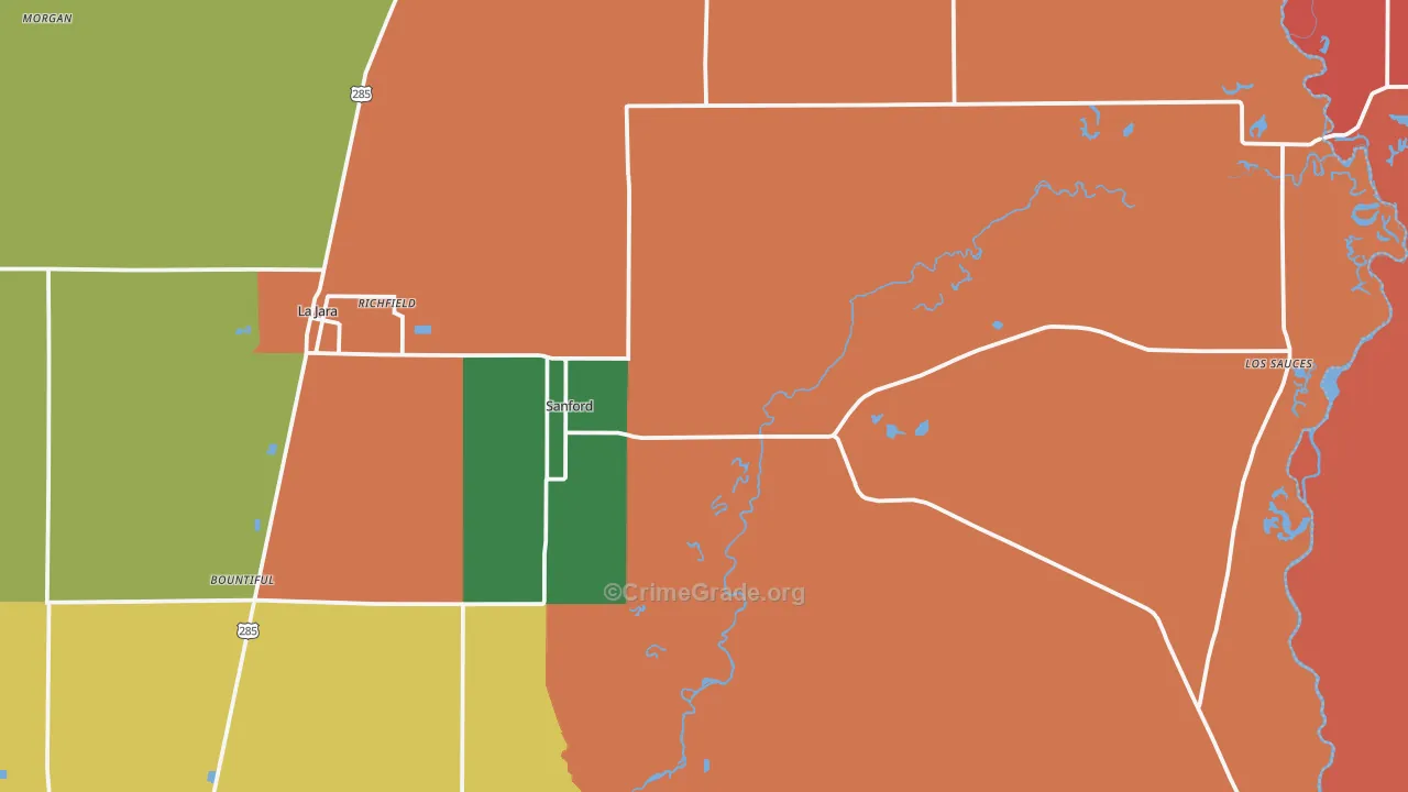 Sanford, CO Map of Robbery Rates