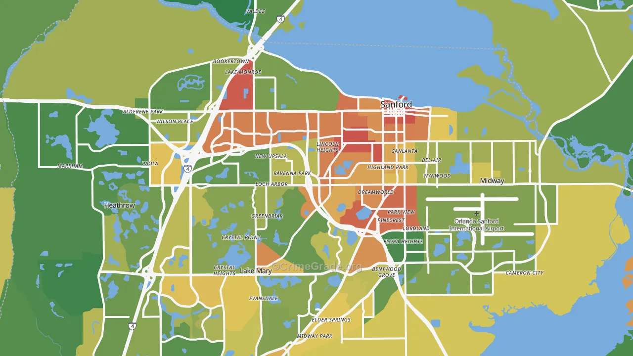 Sanford, FL Map of Robbery Rates