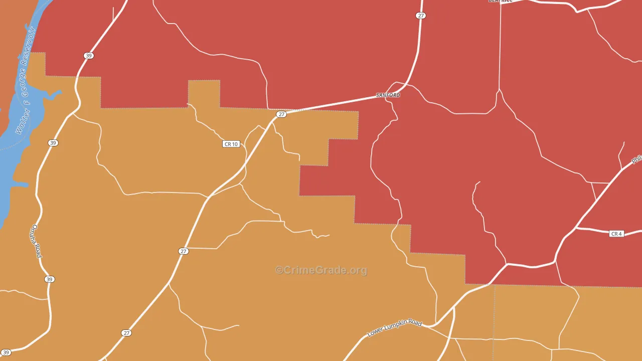 Sanford, GA Map of Robbery Rates