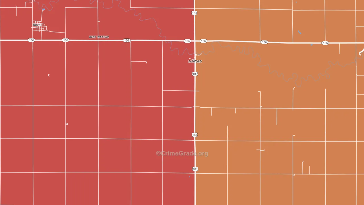 Sanford, KS Map of Robbery Rates