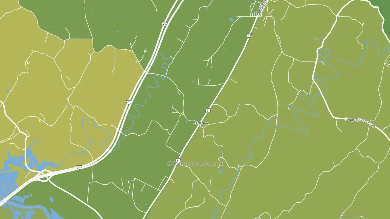 Sanford, TN Map of Robbery Rates