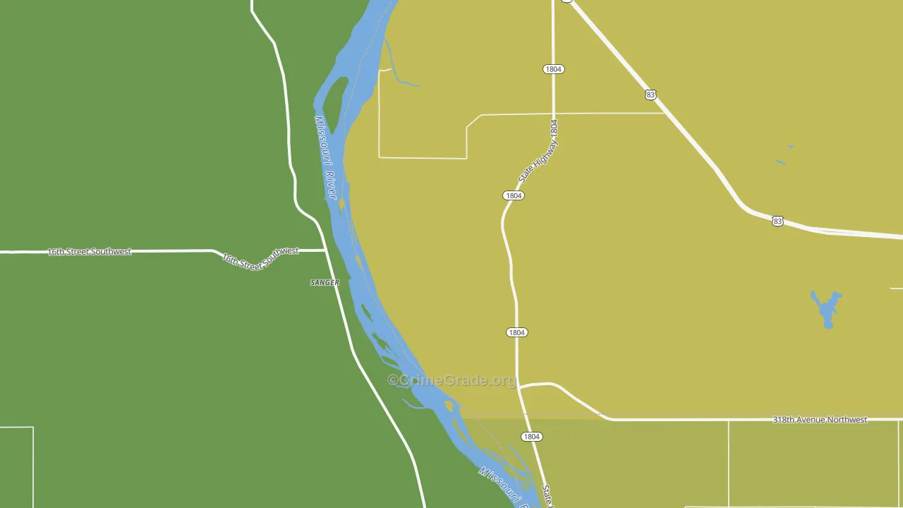 Sanger, ND Map of Robbery Rates