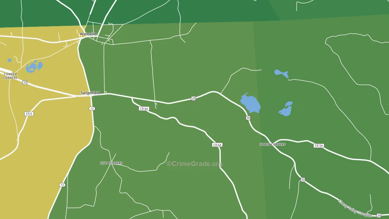 Sangerfield, NY Map of Robbery Rates