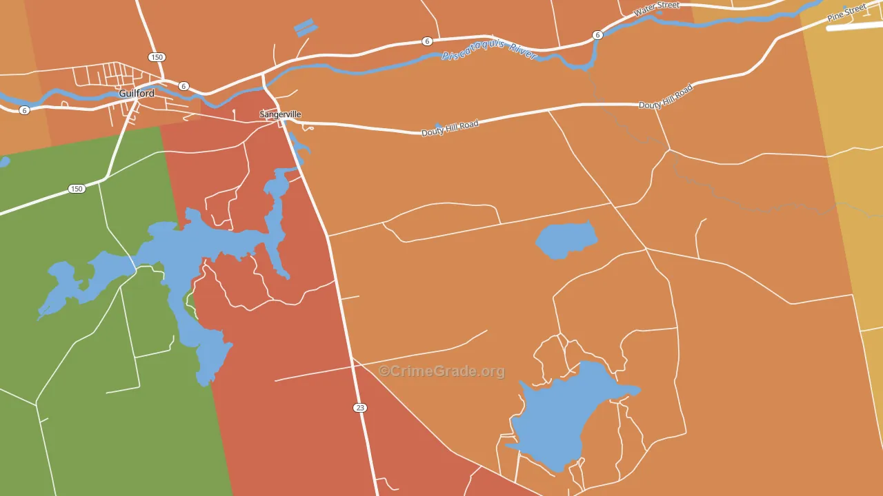 Sangerville, ME Map of Robbery Rates