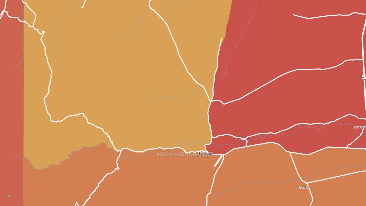 Sanostee, NM Map of Robbery Rates