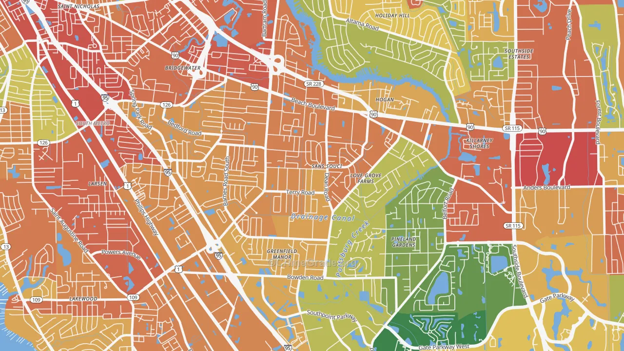 Sans Souci, Jacksonville, FL Map of Robbery Rates