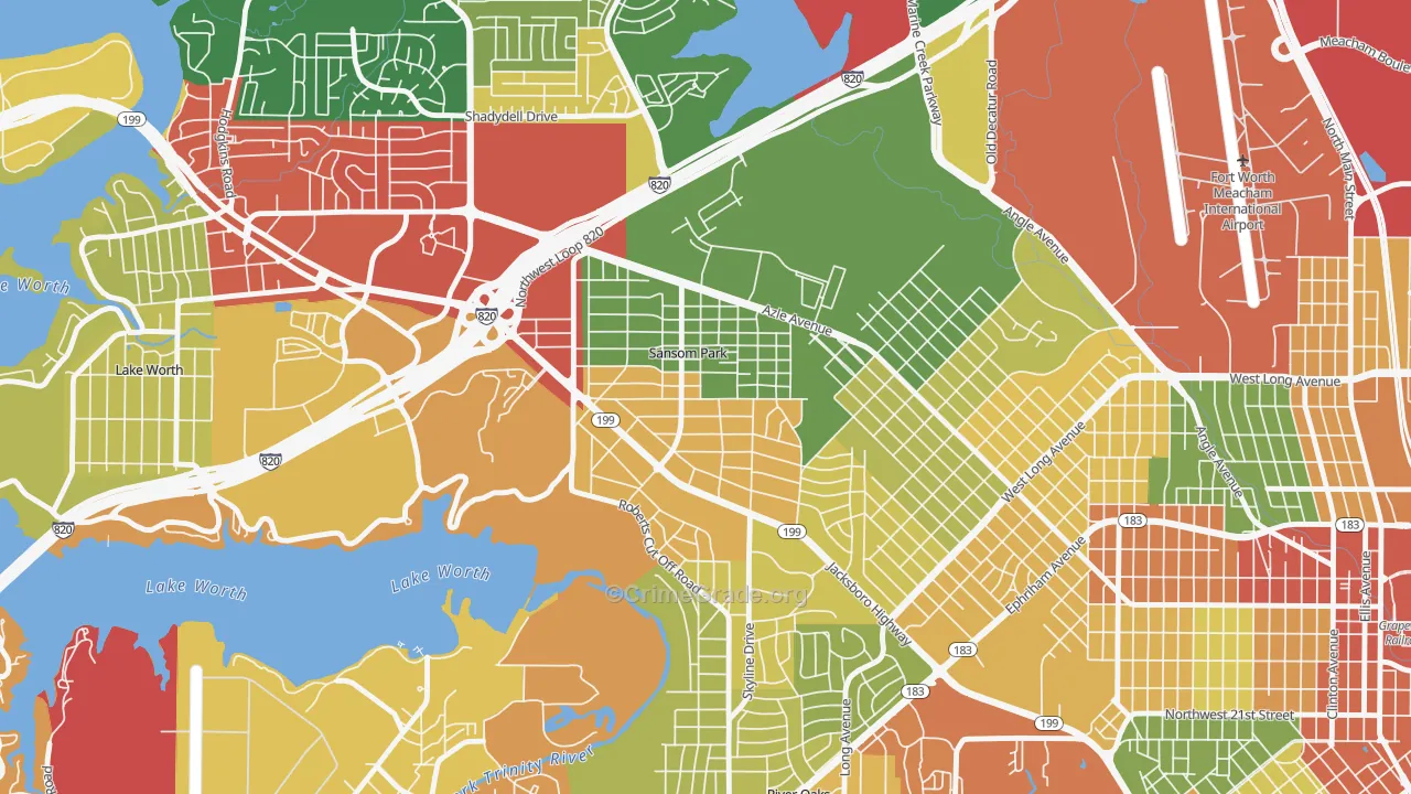 Sansom Park, TX Map of Robbery Rates