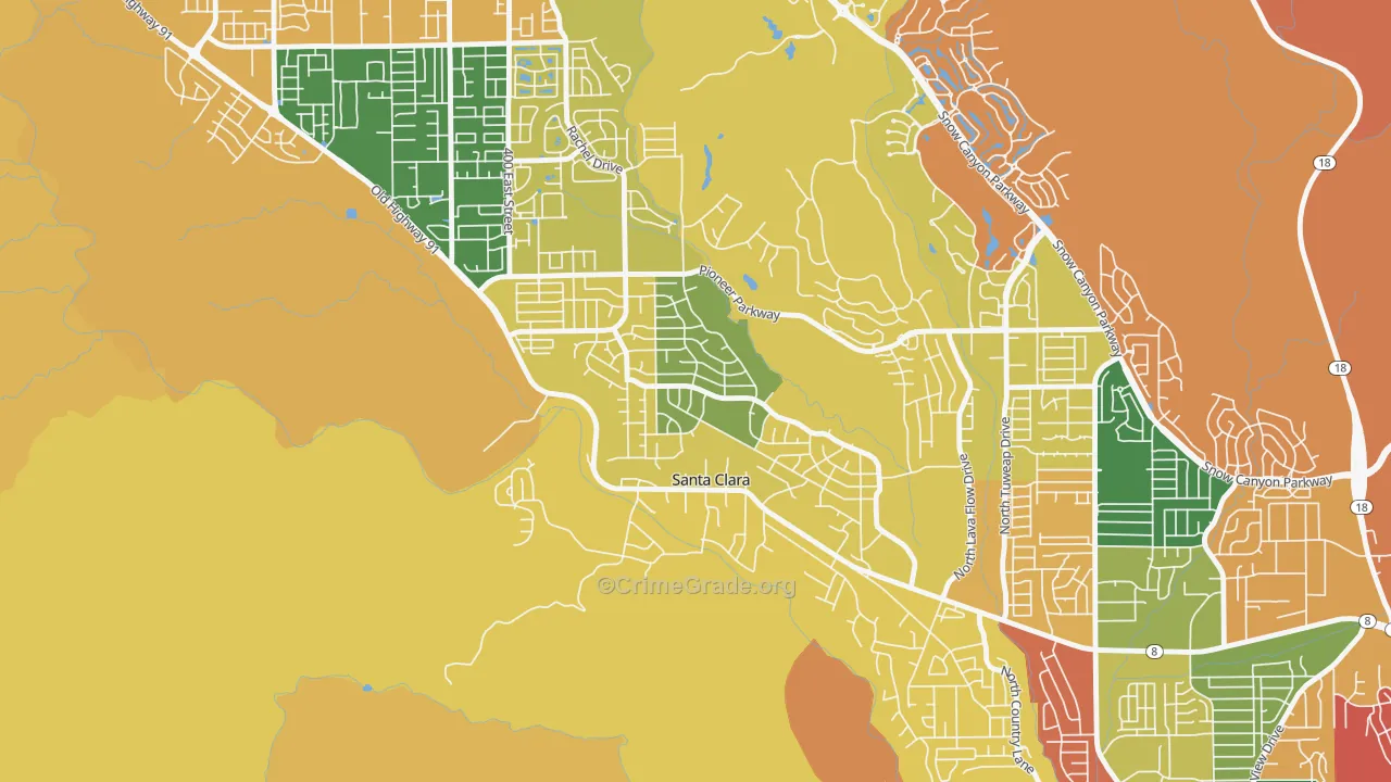 Santa Clara Heights, Santa Clara, UT Map of Robbery Rates