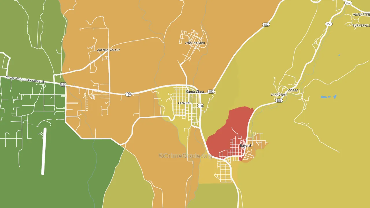 Santa Clara, NM Map of Robbery Rates