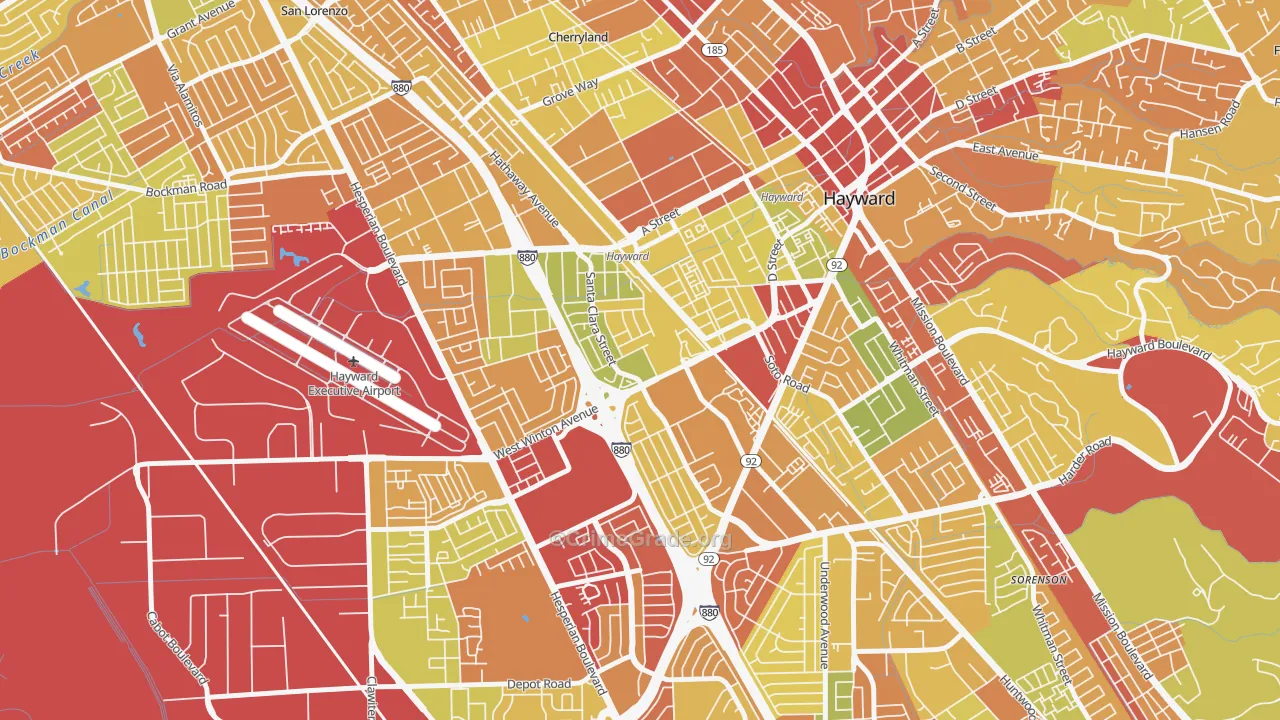 Santa Clara Street, Hayward, CA Map of Robbery Rates