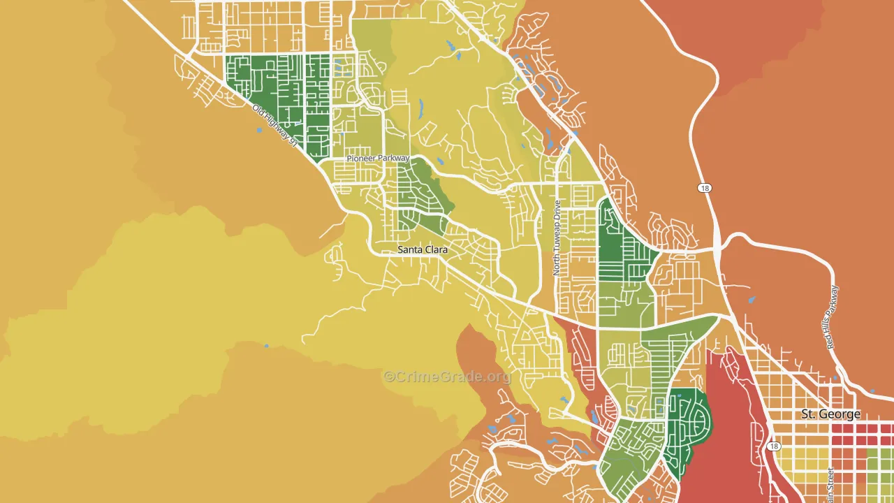 Santa Clara, UT Map of Robbery Rates