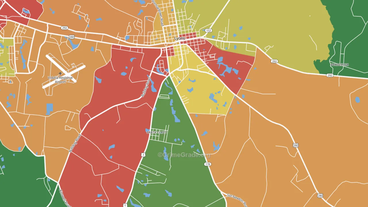 Santa Claus, GA Map of Robbery Rates