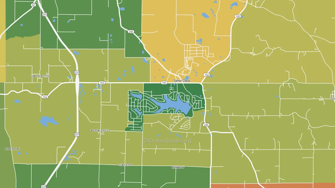 Santa Claus, IN Map of Robbery Rates