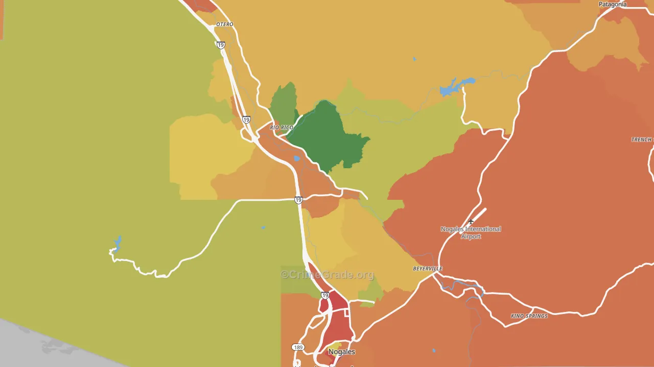Santa Cruz County, AZ Map of Robbery Rates