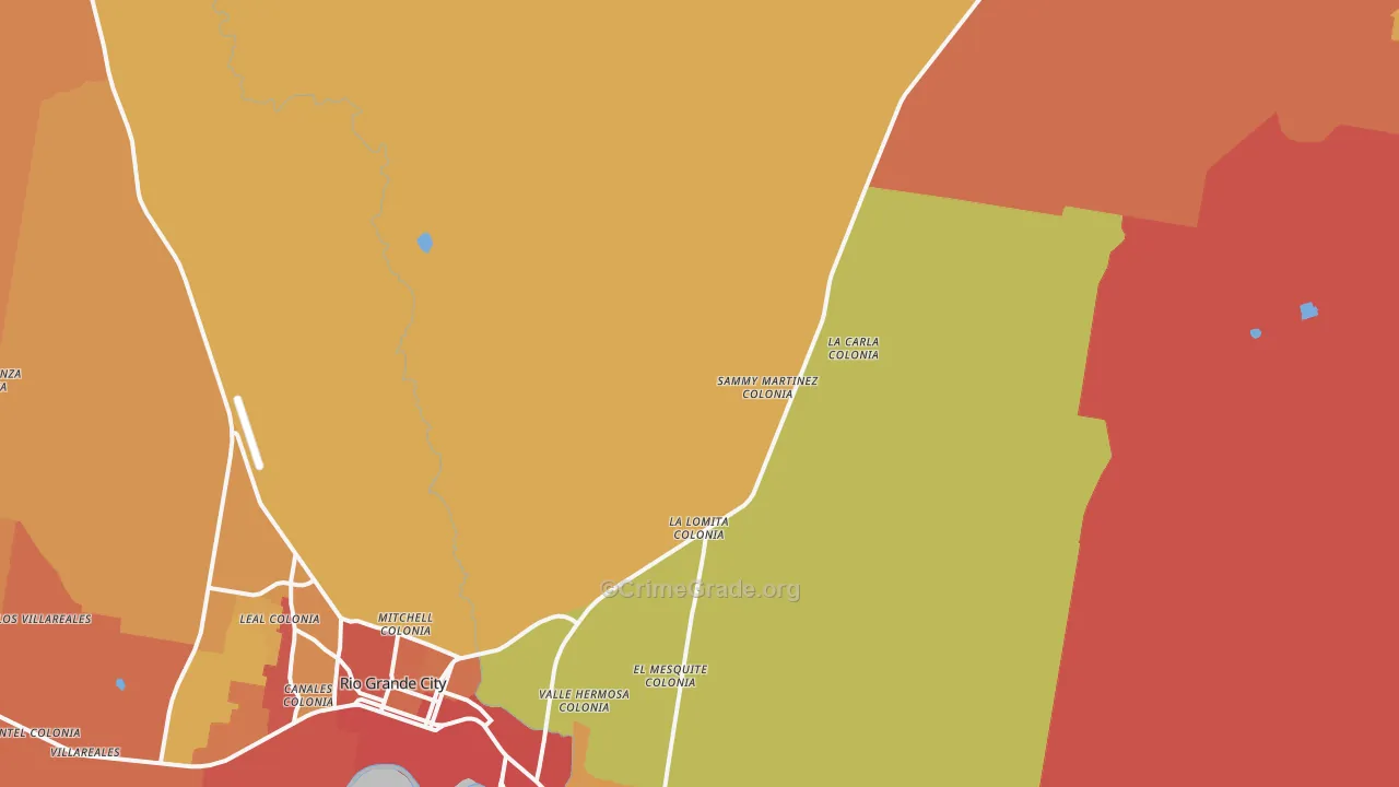 Santa Cruz, TX Map of Robbery Rates