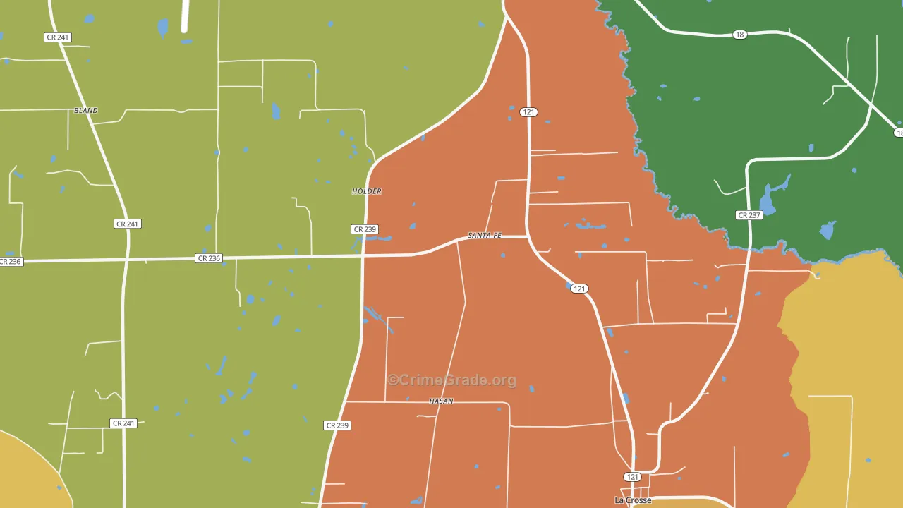 Santa Fe, FL Map of Robbery Rates