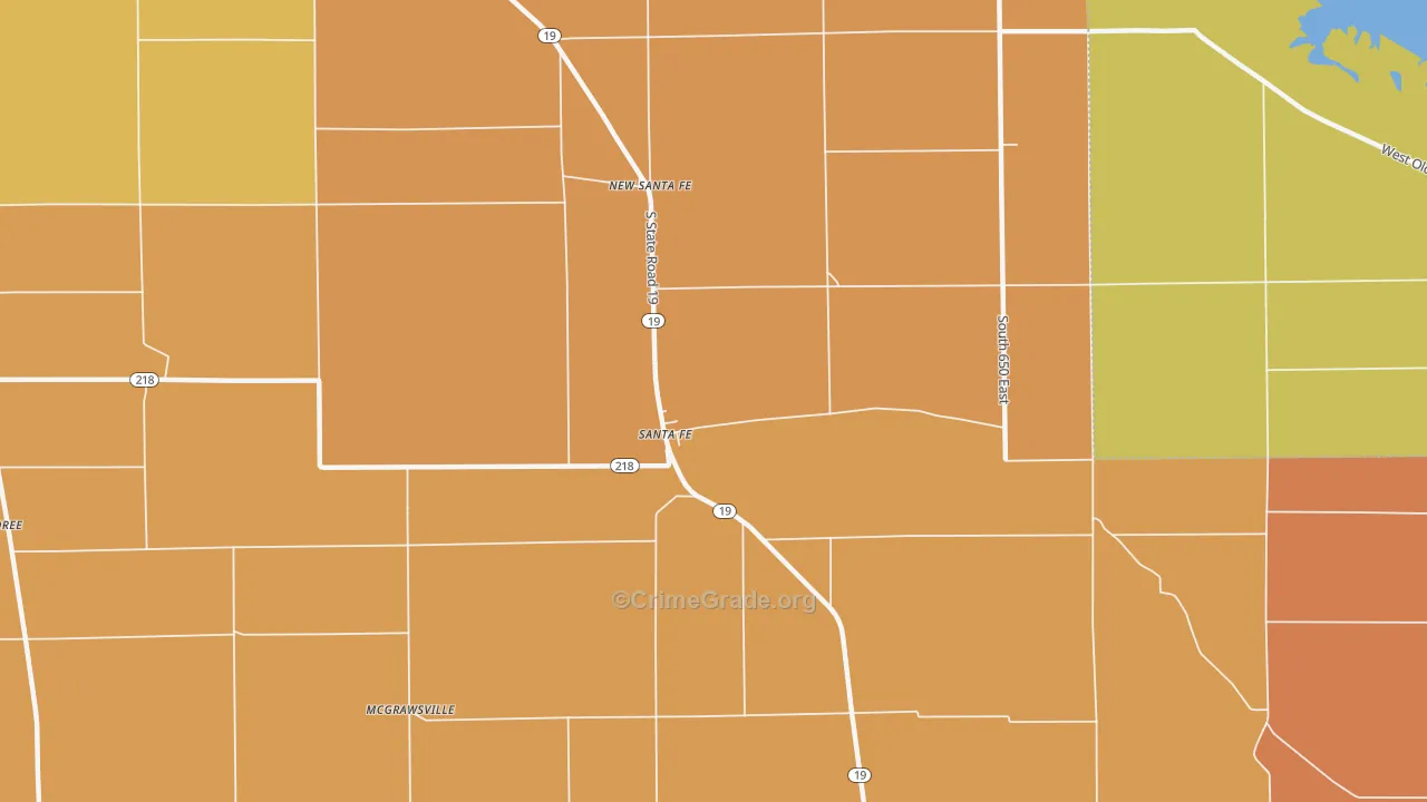 Santa Fe, IN Map of Robbery Rates