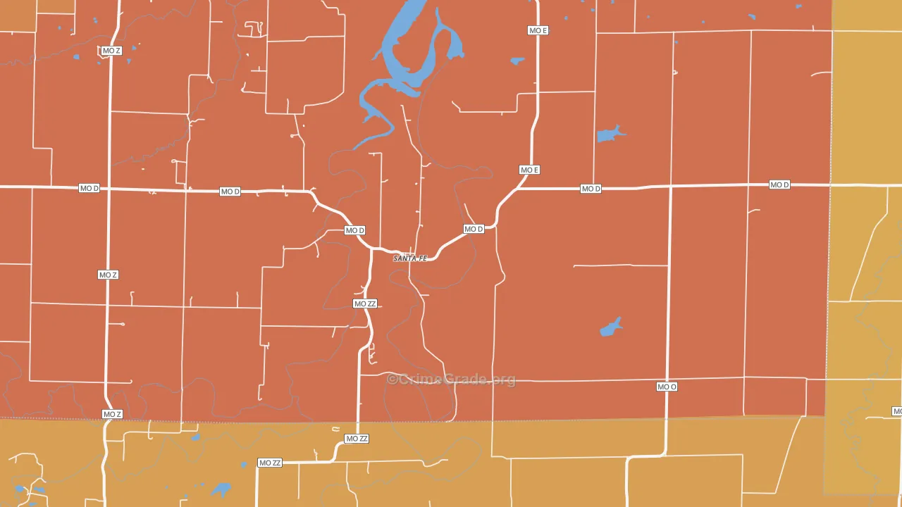 Santa Fe, MO Map of Robbery Rates