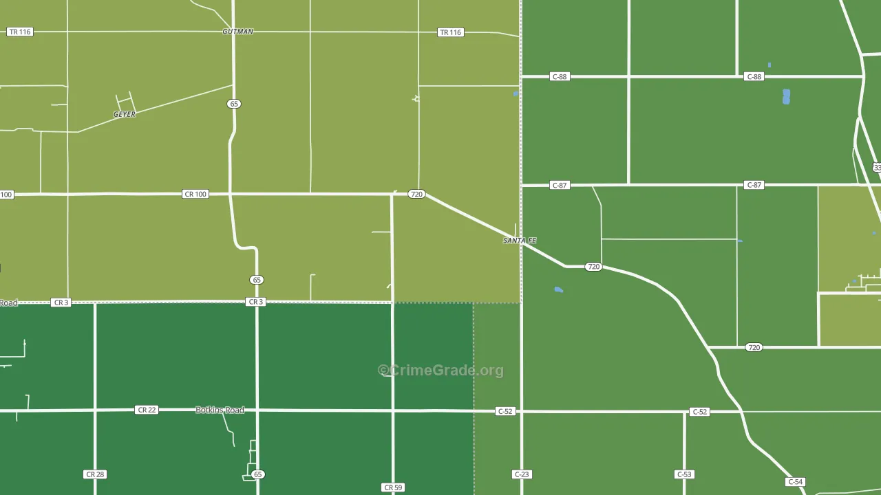 Santa Fe, OH Map of Robbery Rates