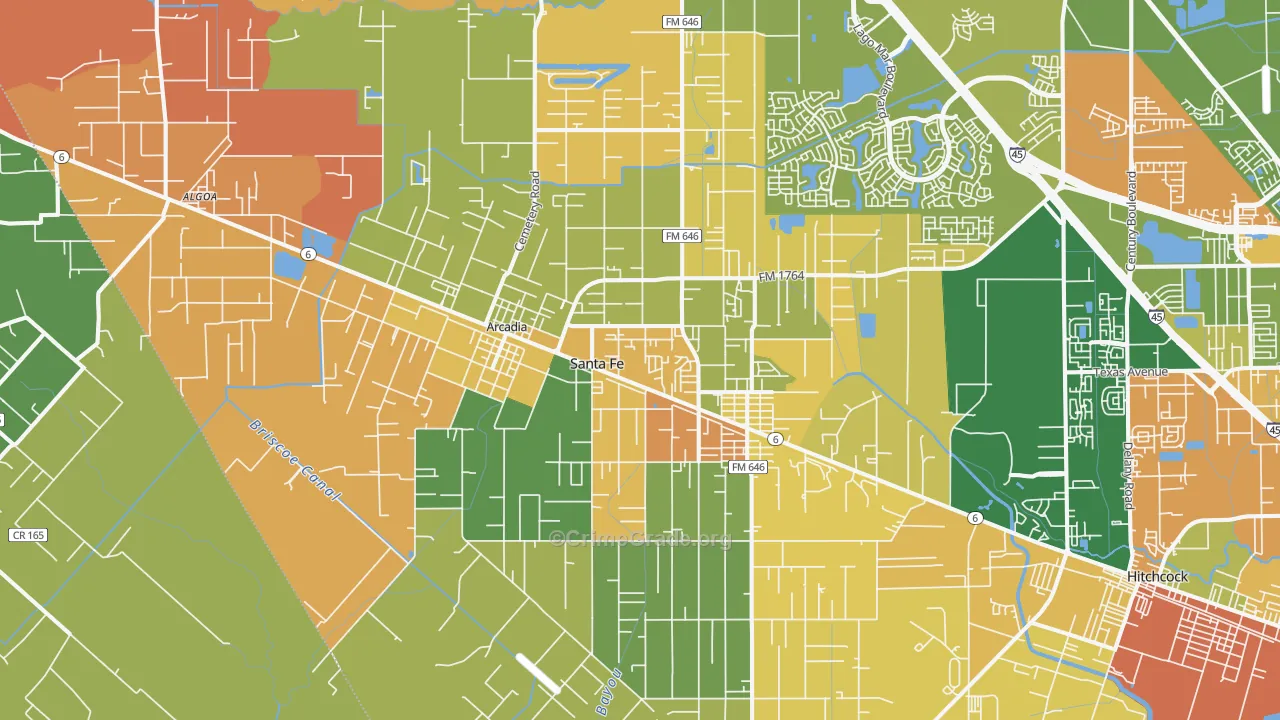 Santa Fe, TX Map of Robbery Rates