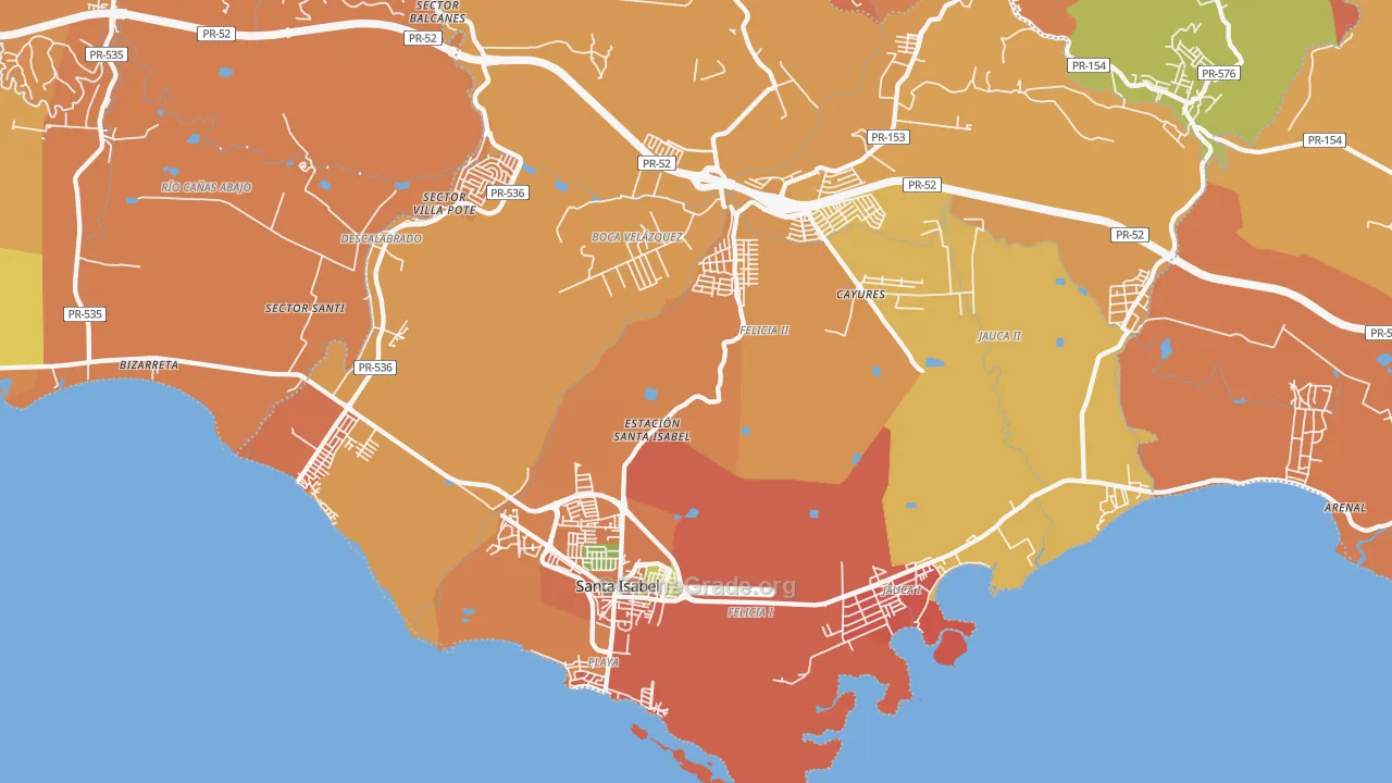 Santa Isabel Municipio, PR Map of Robbery Rates