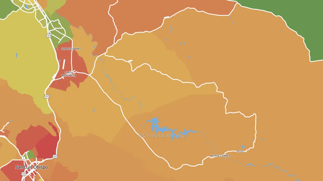 Santa Margarita, CA Map of Robbery Rates