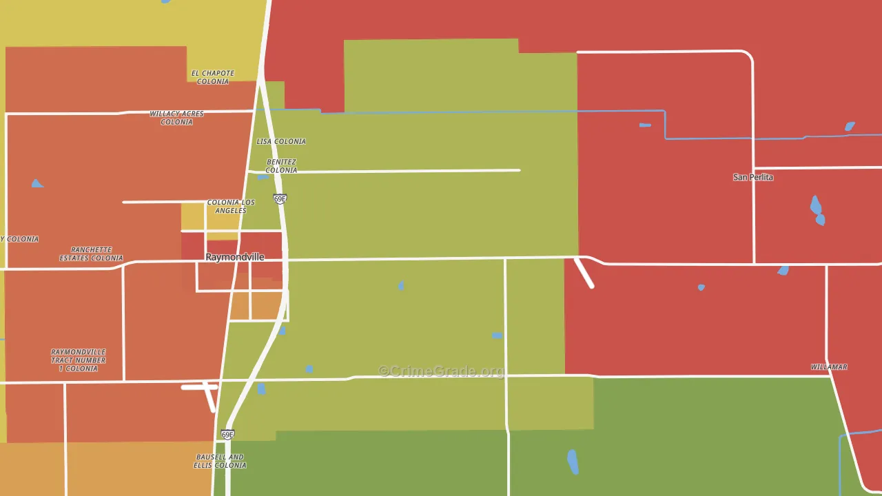 Santa Monica, TX Map of Robbery Rates