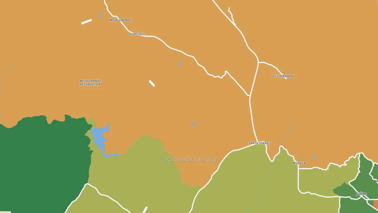 Santa Ysabel, CA Map of Robbery Rates