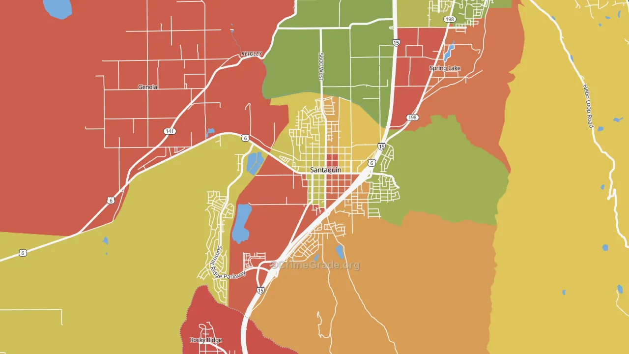 Santaquin, UT Map of Robbery Rates