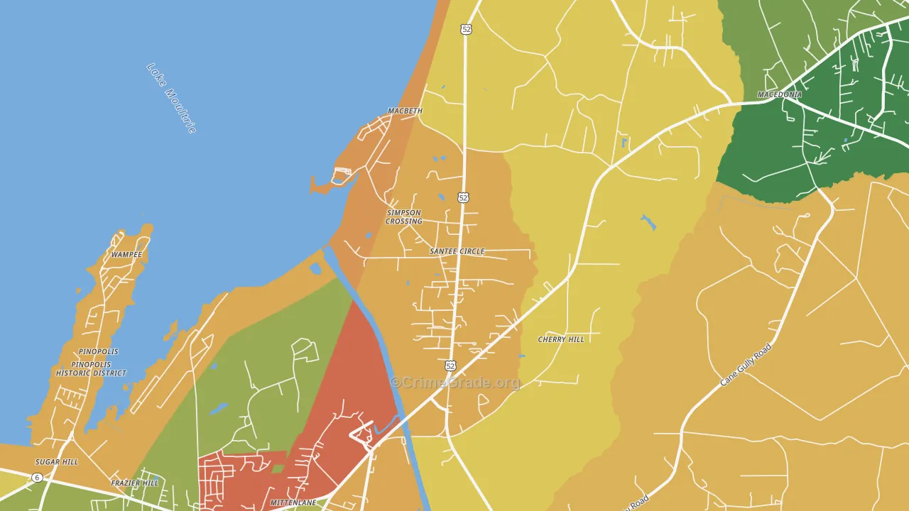 Santee Circle, SC Map of Robbery Rates