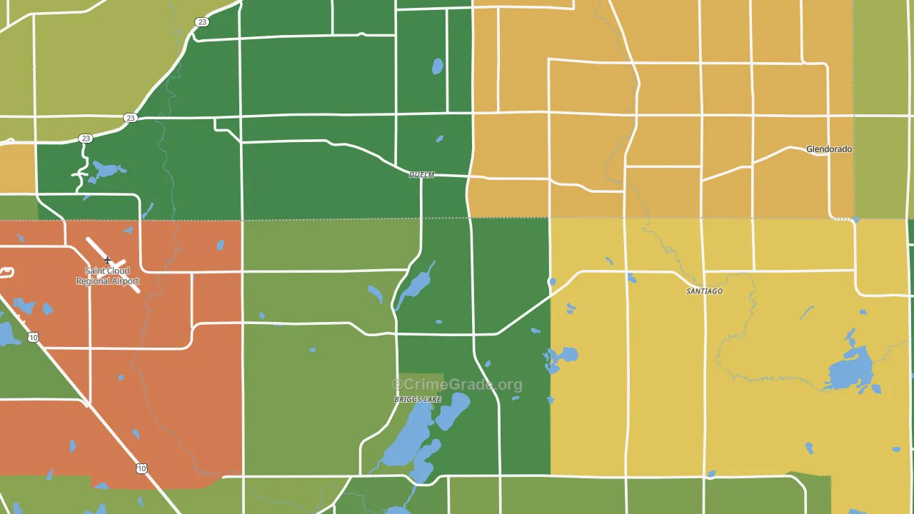 Santiago, MN Map of Robbery Rates